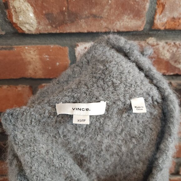 Vince Gray Crimped Shawl Collar Sweater Cozy Oversized Alpaca Blend Women's XS - Picture 10 of 10